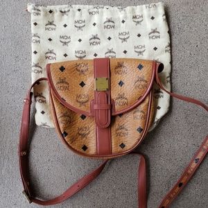MCM shoulder strap purse Visteros logo print